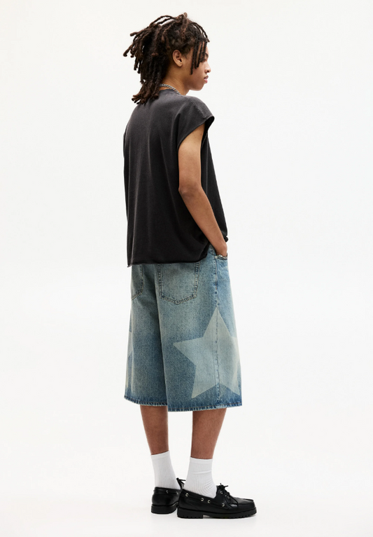 Oversized Acid Wash Vest - Black