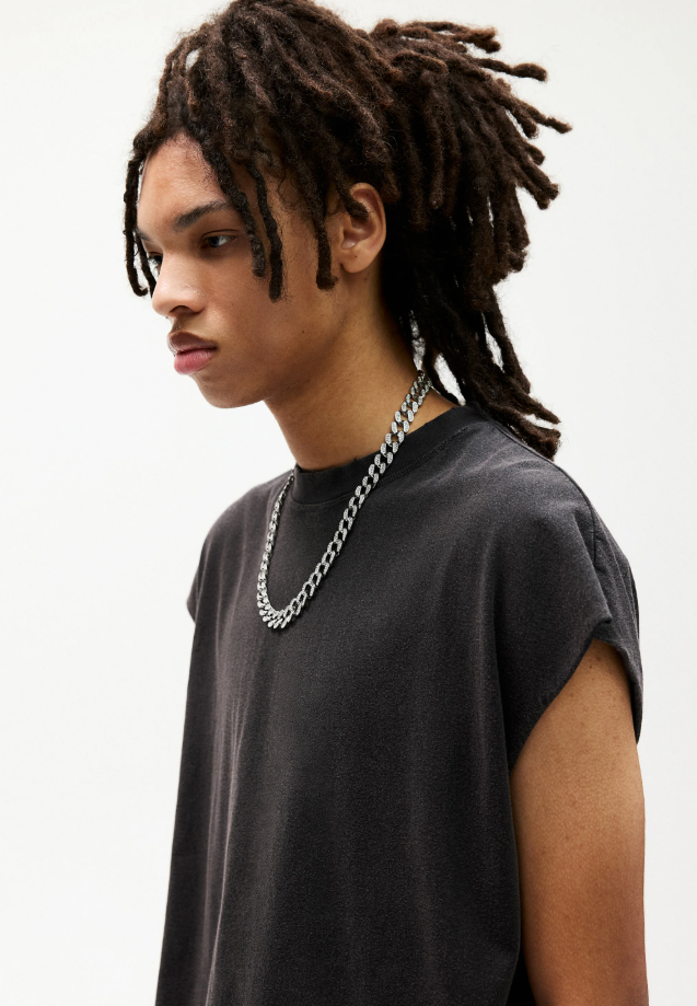 Oversized Acid Wash Vest - Black