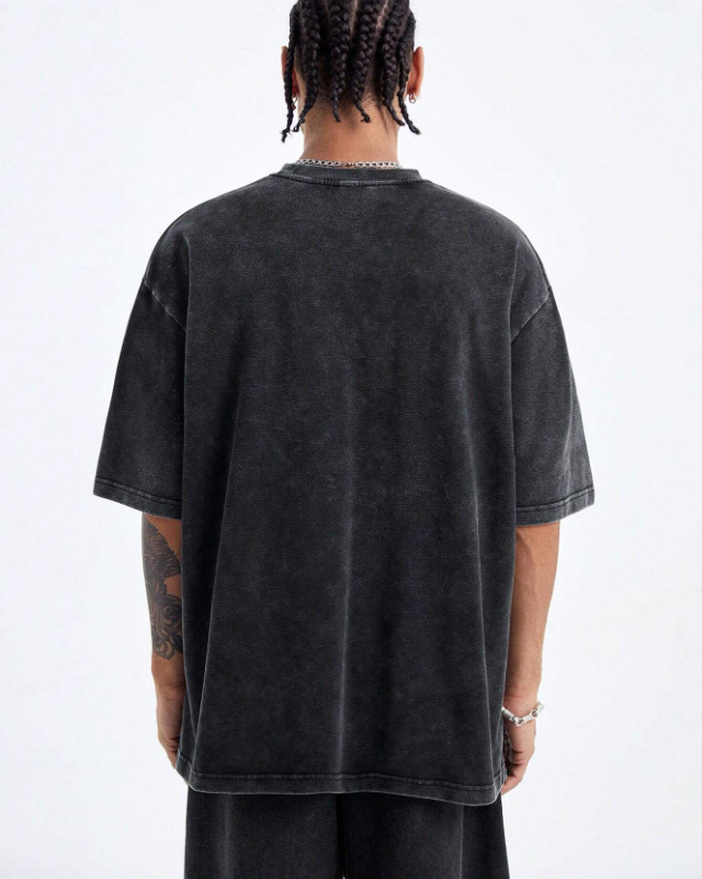 Oversized Acid Wash T-Shirt - Black